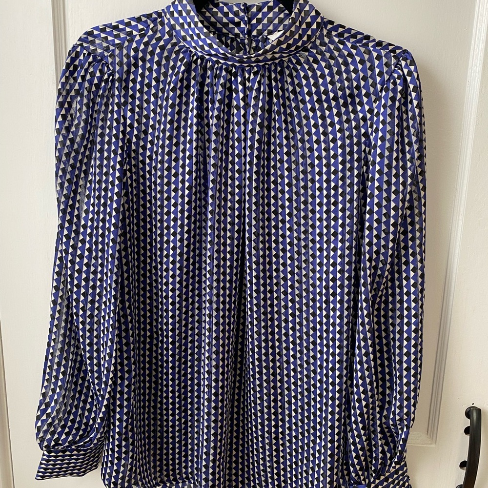H&M Blue and White Patterned Blouse